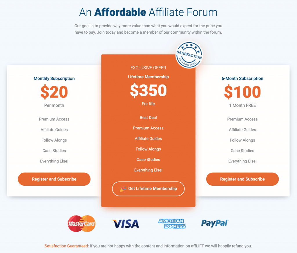 affLIFT forum pricing